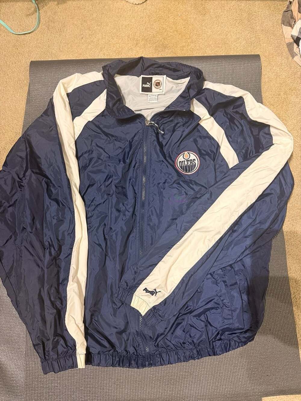 Vintage Puma NHL Edmonton Oilers Full Zip Windbreaker Track Jacket XL